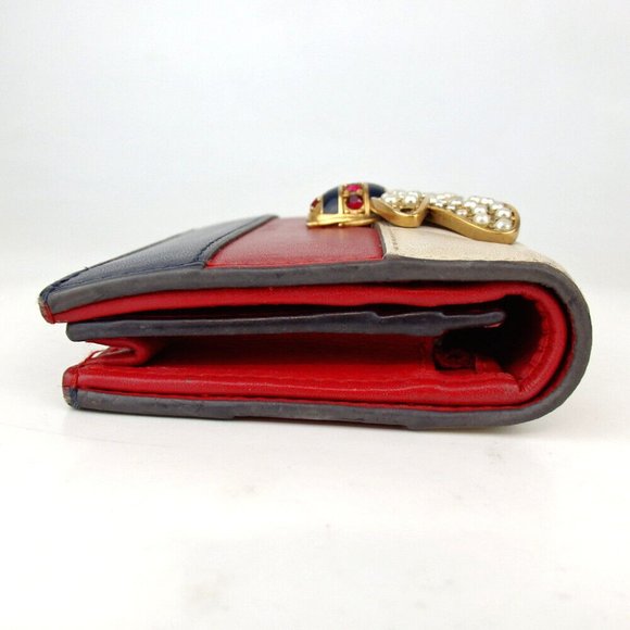 Rare Authentic GUCCI 476072・525040 Queen bee wallet leather/Rhinestone[Used] - Picture 4 of 11